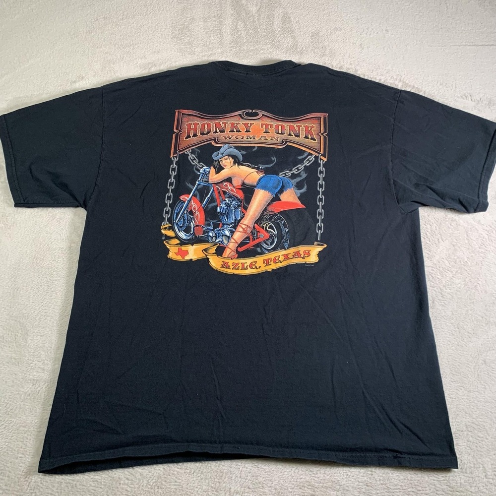 Honky Tonk Woman Shirt Mens 2XL Black Biker Azle‎ Texas Bar Graphic Motorcycle